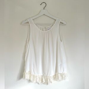 Cute Lace Sheer Sleeveless White Top
